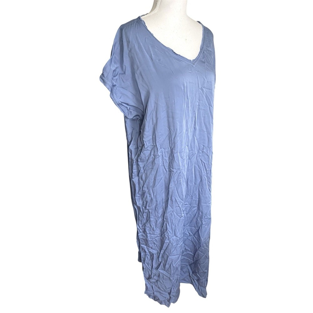 NWT J.Jill Pure Jill Elements Blue Satin 100% Viscose Maxi Dress Sz M Lagenlook - Picture 4 of 10
